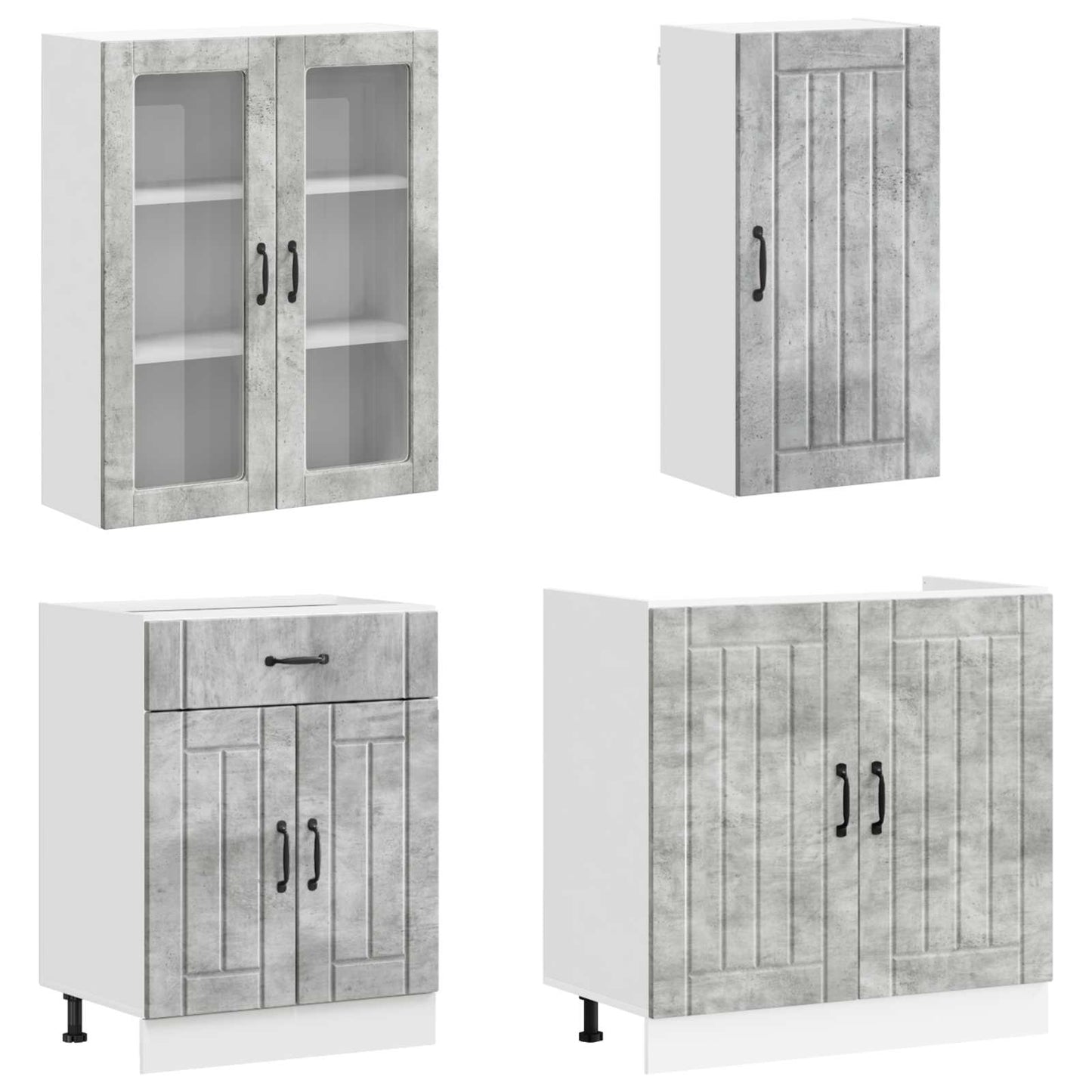 Kitchen Unit LUCCA 8 pcs Concrete Grey Engineered Wood