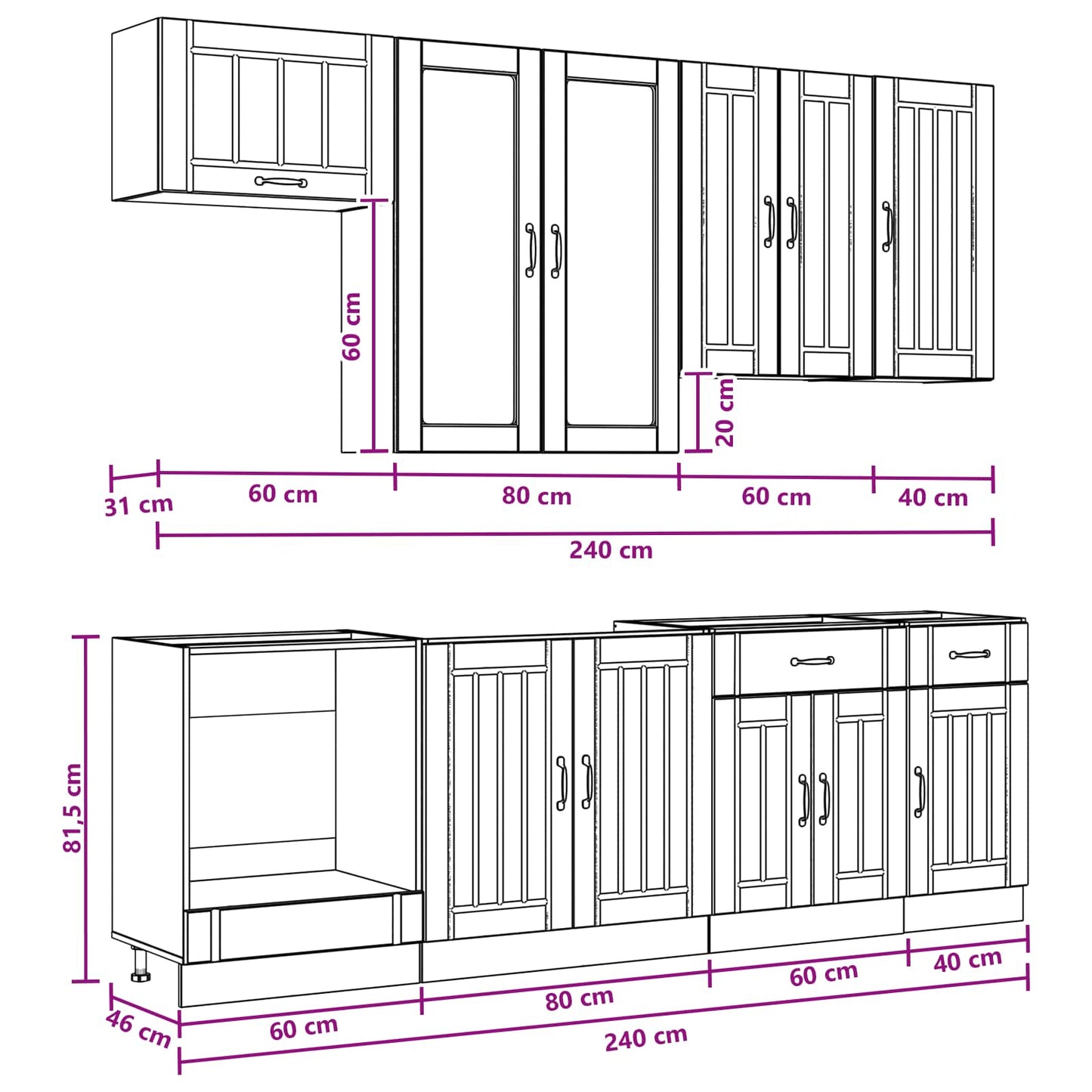 Kitchen Unit LUCCA 8 pcs Concrete Grey Engineered Wood