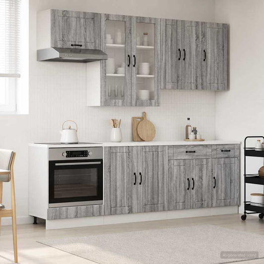Kitchen Unit LUCCA 8 pcs Grey Sonoma Engineered Wood