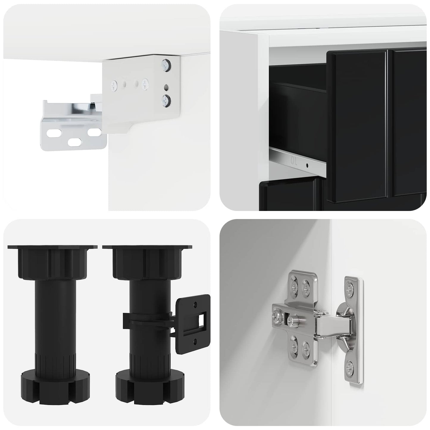 Kitchen Unit LUCCA 8 pcs Black Engineered Wood