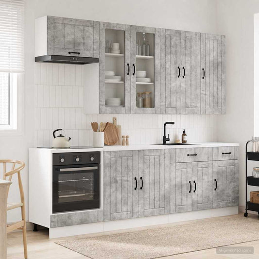 Kitchen Unit LUCCA 8 pcs Concrete Grey Engineered Wood