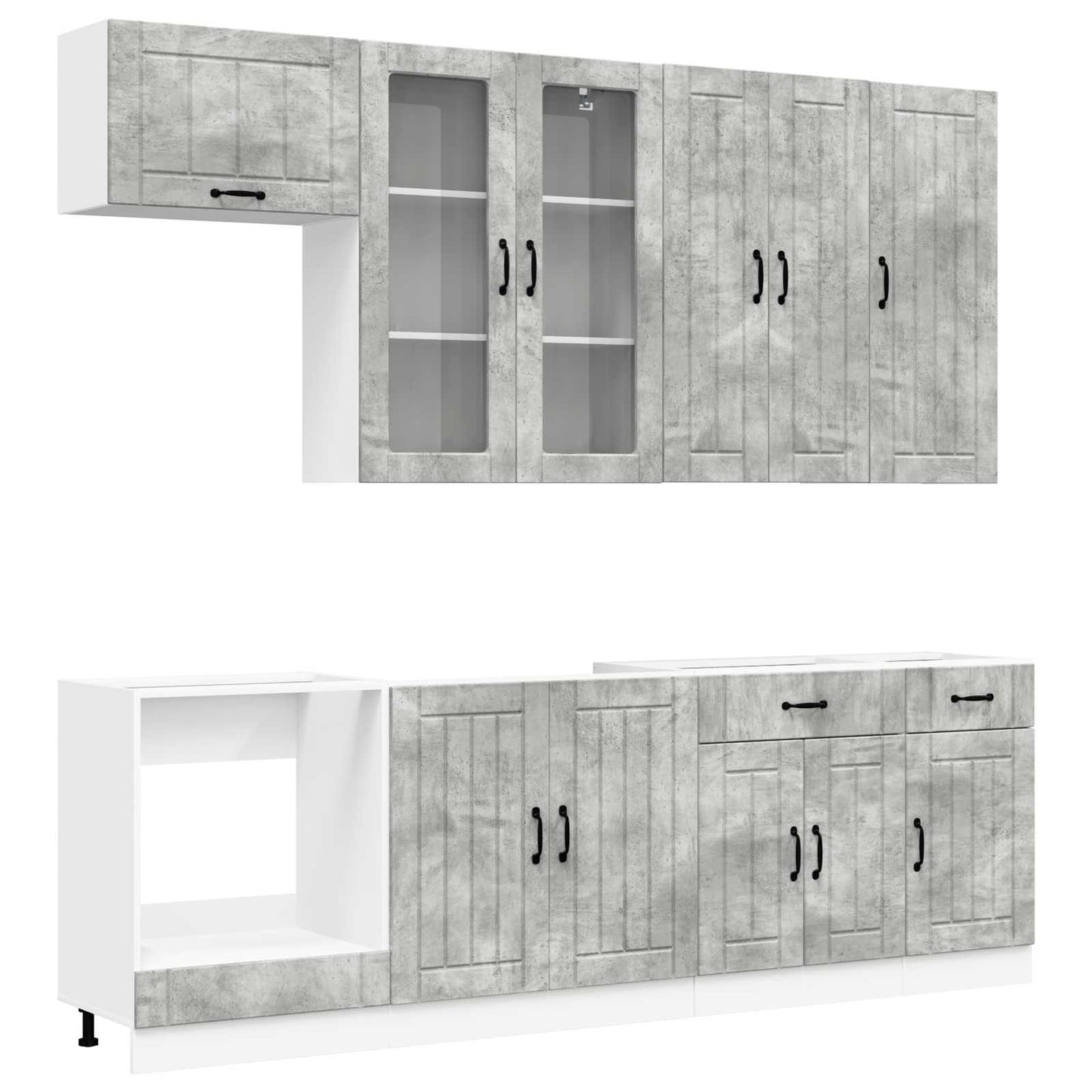 Kitchen Unit LUCCA 8 pcs Concrete Grey Engineered Wood