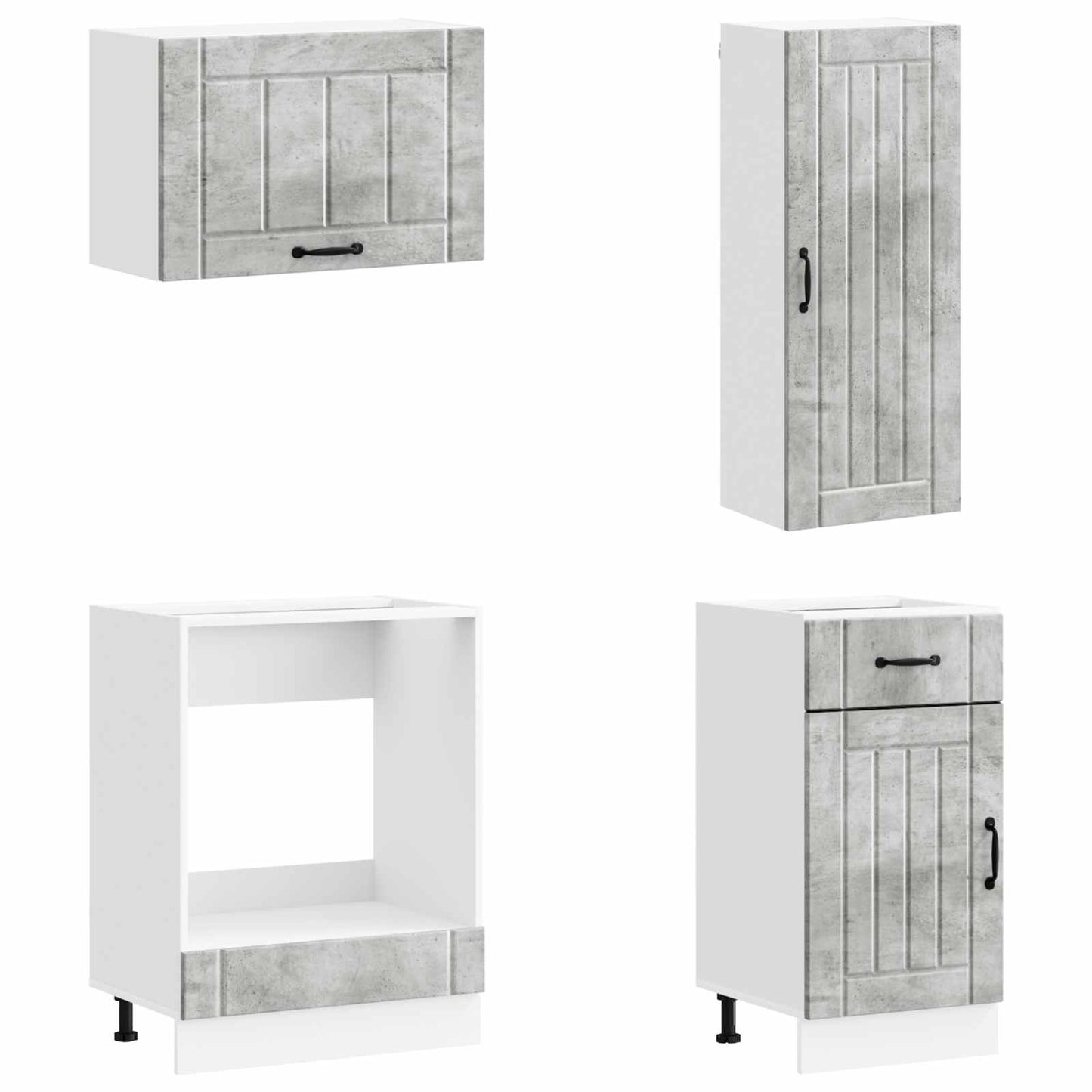 Kitchen Unit LUCCA 8 pcs Concrete Grey Engineered Wood
