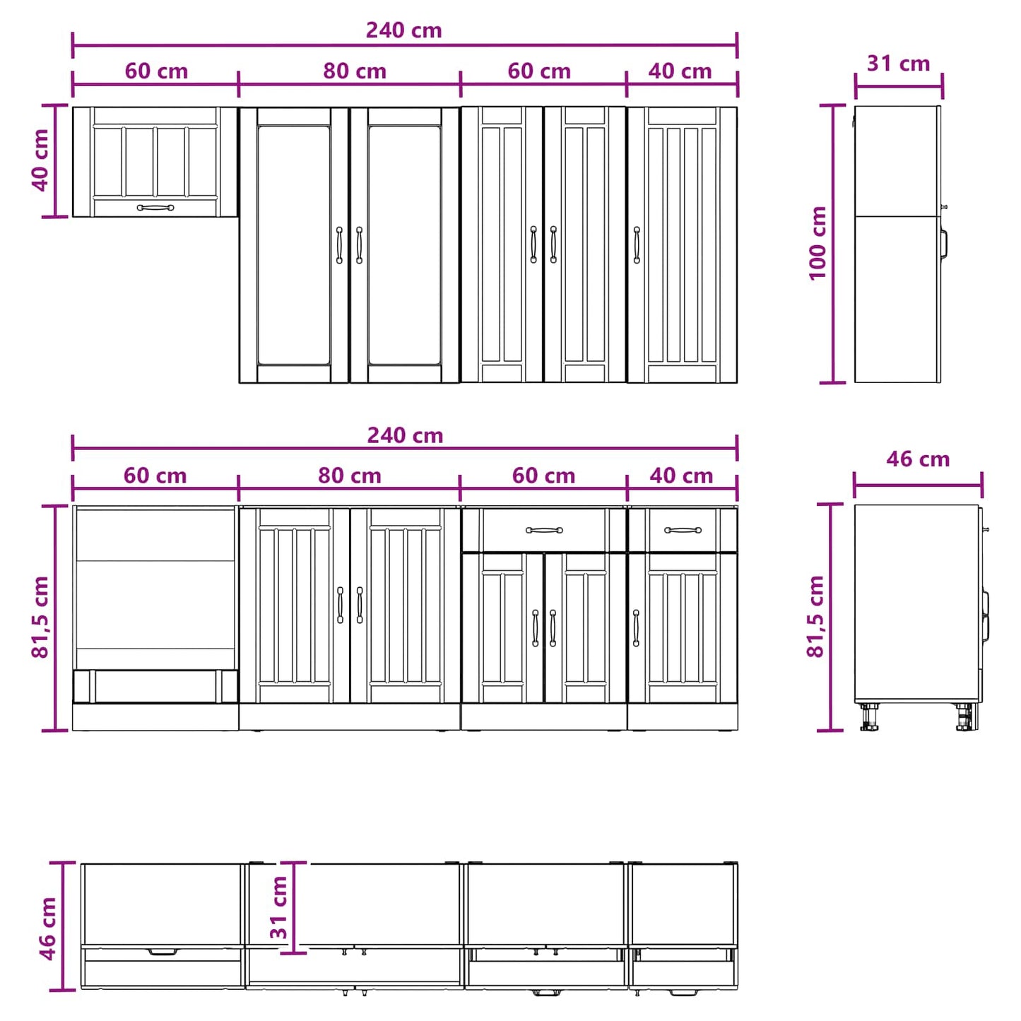 Kitchen Unit LUCCA 8 pcs Concrete Grey Engineered Wood