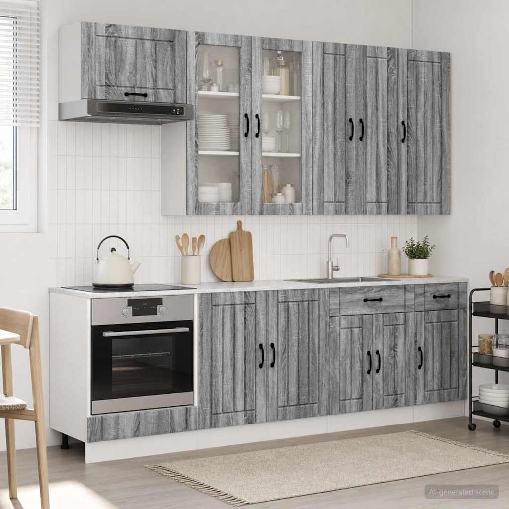 Kitchen Unit LUCCA 8 pcs Grey Sonoma Engineered Wood