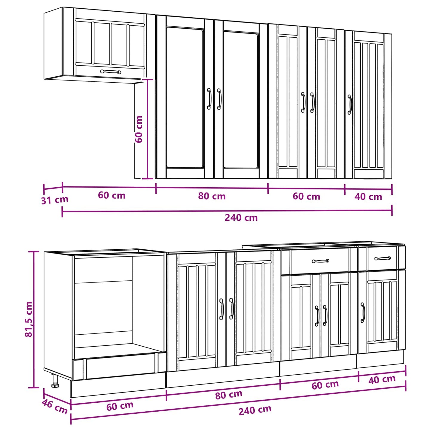 Kitchen Unit LUCCA 8 pcs Artisan Oak Engineered Wood