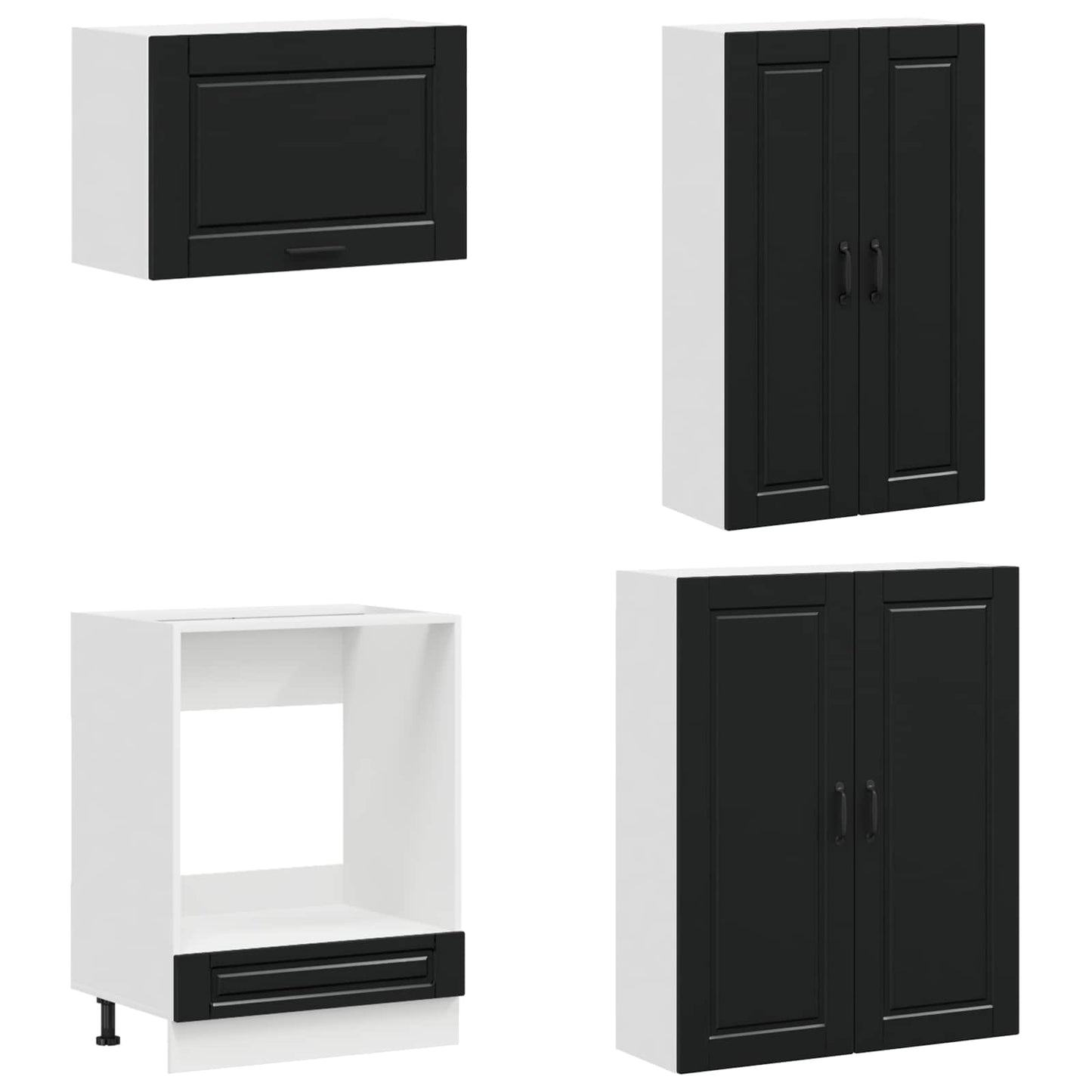 Kitchen Unit PORTO 8 pcs Black Engineered Wood