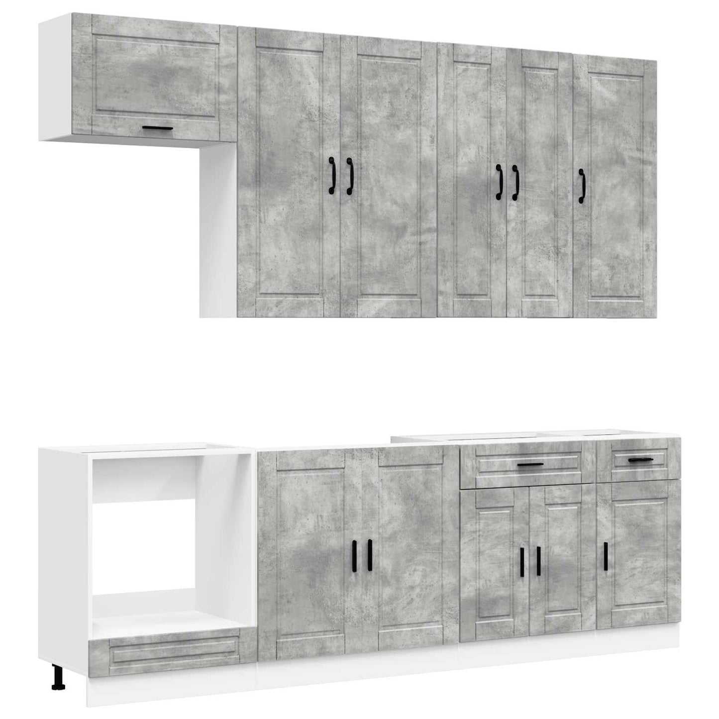 Kitchen Unit PORTO 8 pcs Concrete Grey Engineered Wood