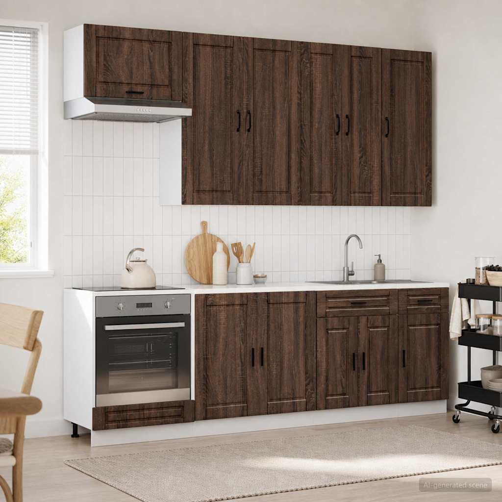 Kitchen Unit PORTO 8 pcs Brown Oak Engineered Wood