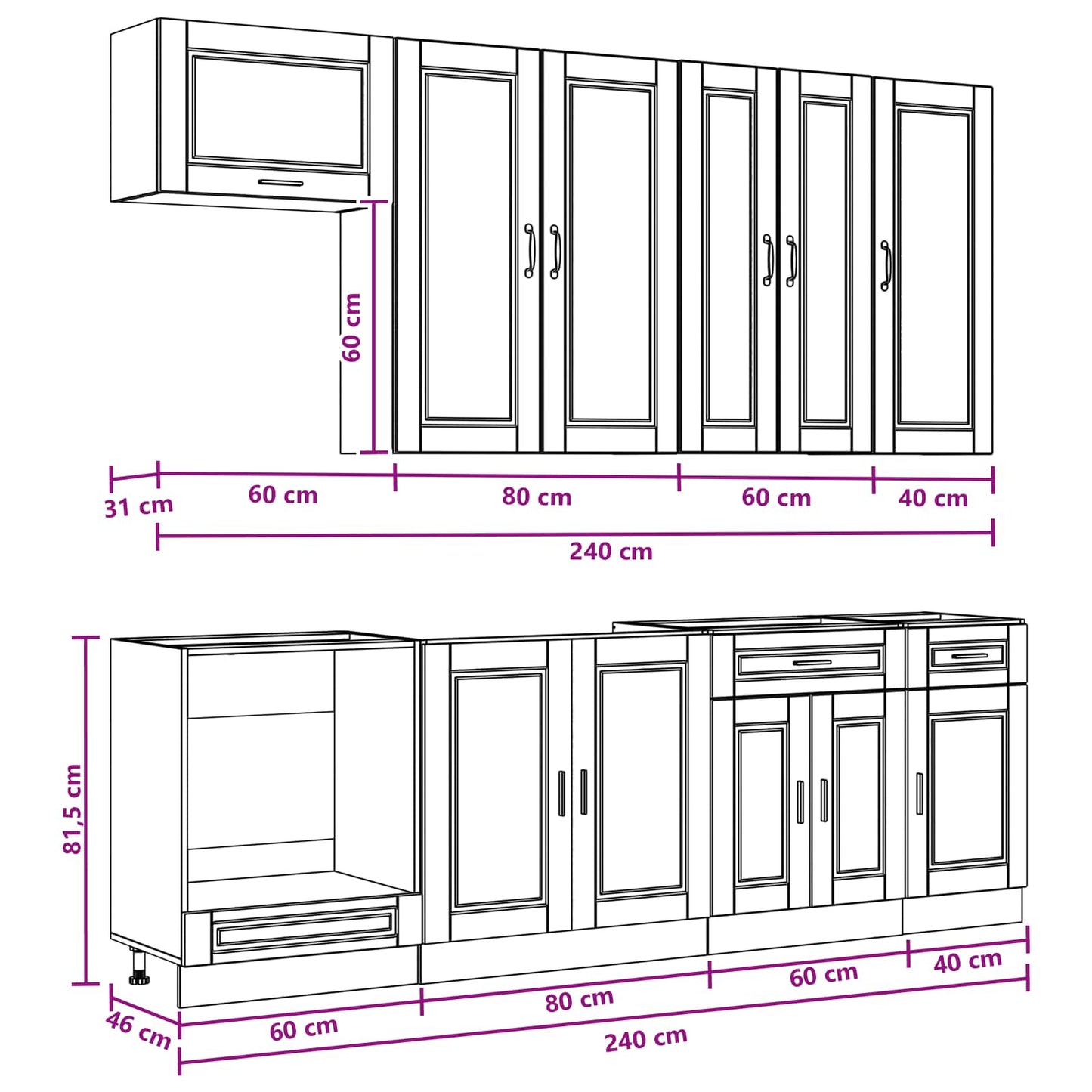 Kitchen Unit PORTO 8 pcs Brown Oak Engineered Wood