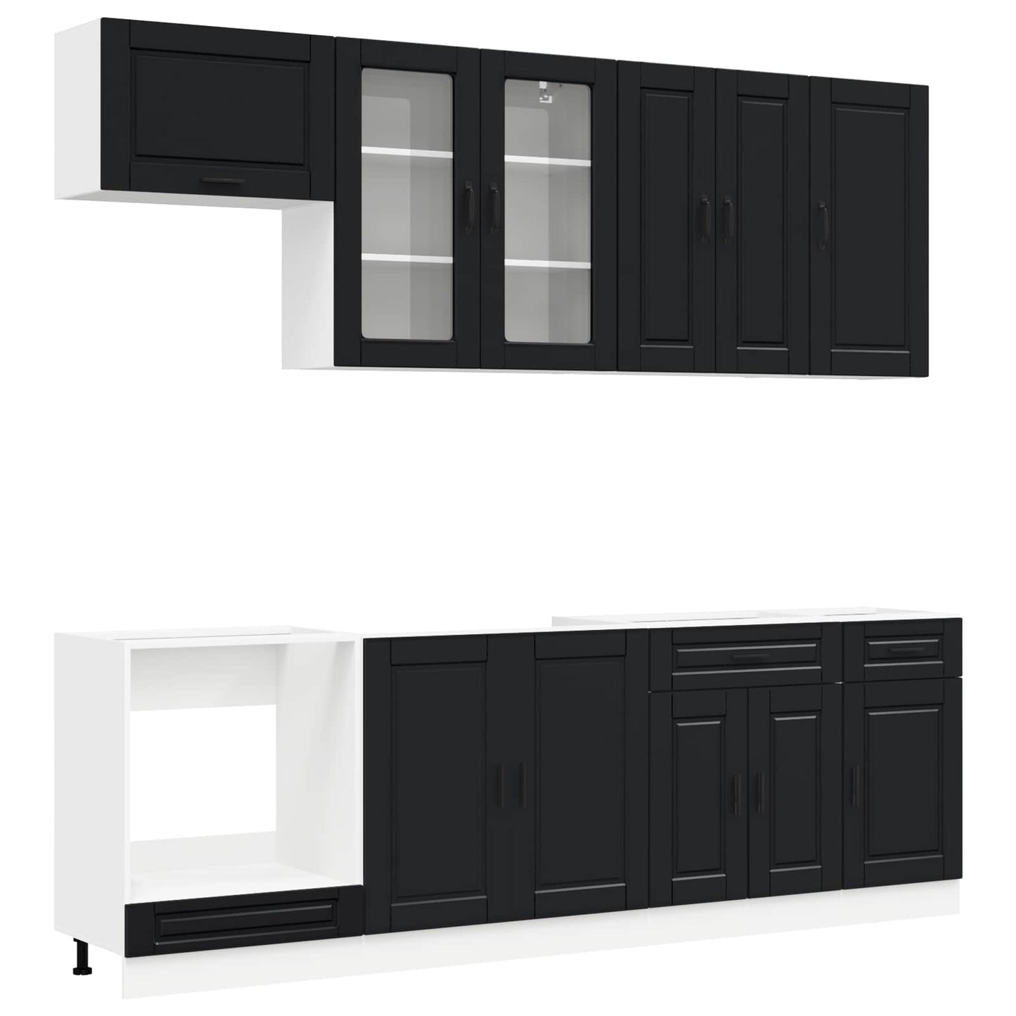 Kitchen Unit PORTO 8 pcs Black Engineered Wood