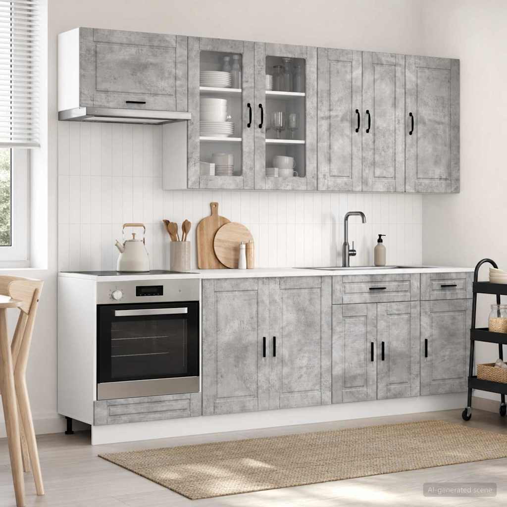 Kitchen Unit PORTO 8 pcs Concrete Grey Engineered Wood