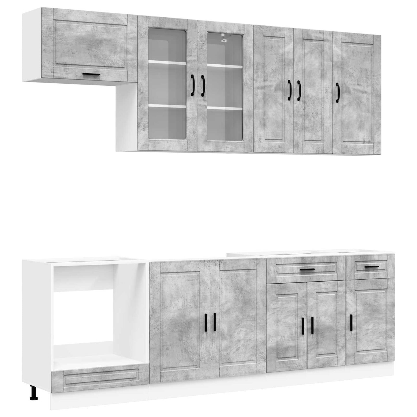 Kitchen Unit PORTO 8 pcs Concrete Grey Engineered Wood