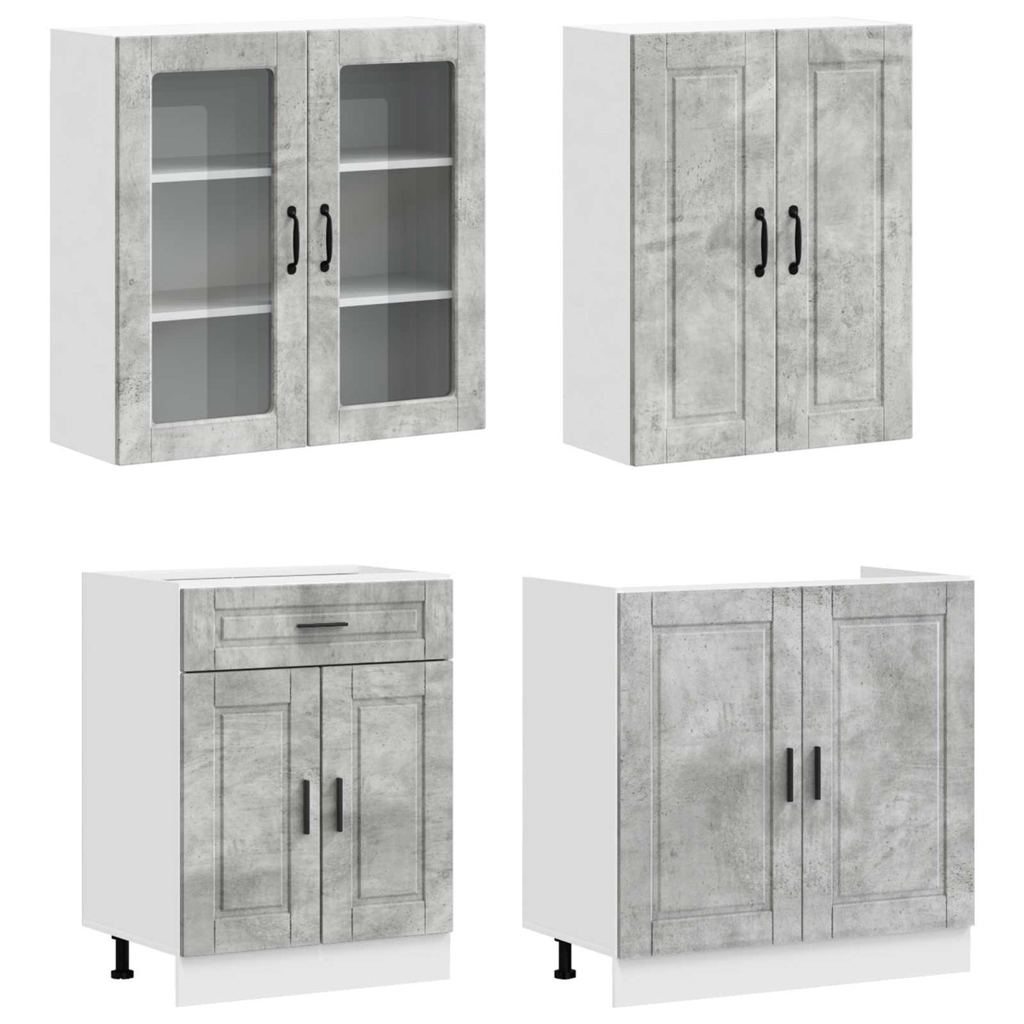 Kitchen Unit PORTO 8 pcs Concrete Grey Engineered Wood