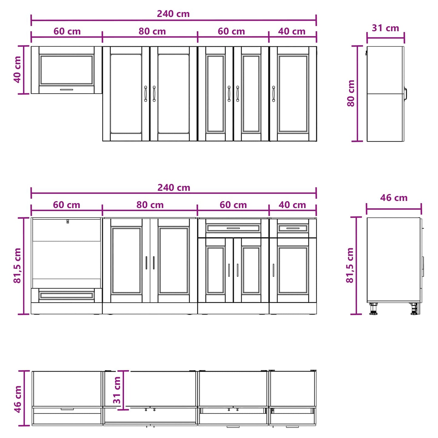 Kitchen Unit PORTO 8 pcs Grey Sonoma Engineered Wood