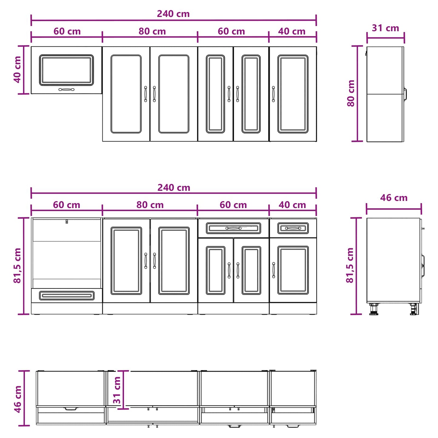 Kitchen Unit KALMAR 8 pcs White Engineered Wood