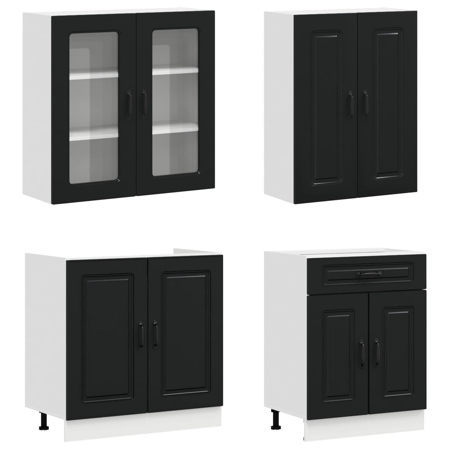 Kitchen Unit KALMAR 8 pcs Black Engineered Wood