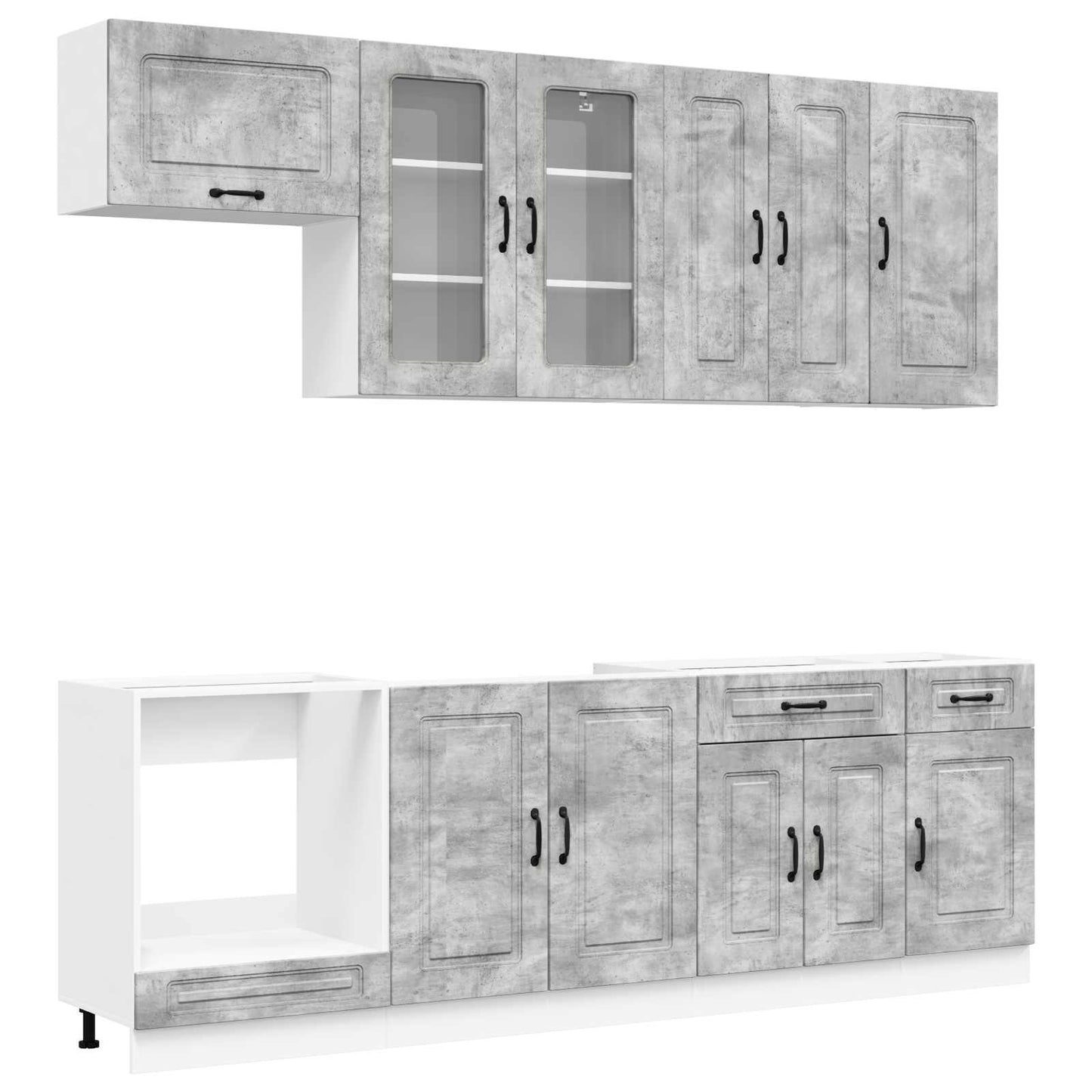 Kitchen Unit KALMAR 8 pcs Concrete Grey Engineered Wood