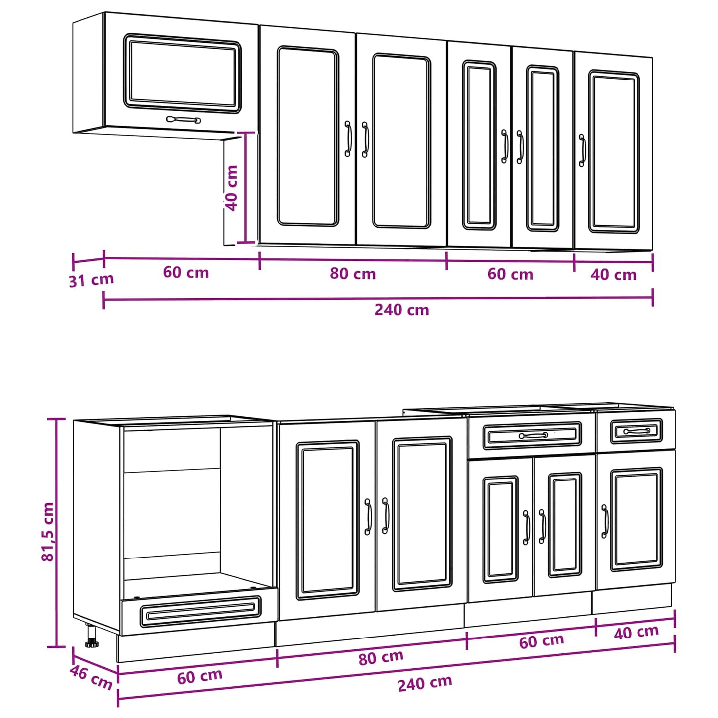 Kitchen Unit KALMAR 8 pcs Concrete Grey Engineered Wood