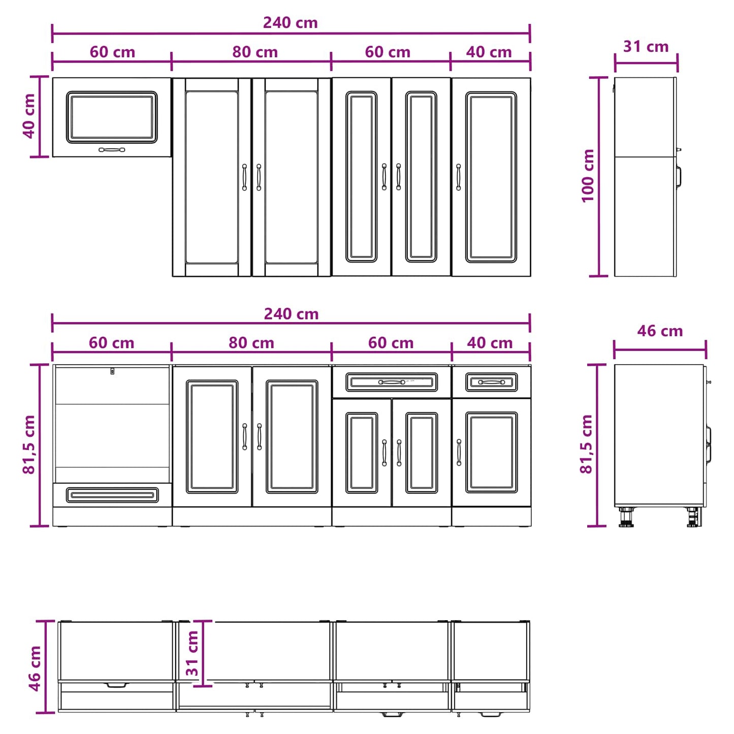 Kitchen Unit KALMAR 8 pcs White Engineered Wood