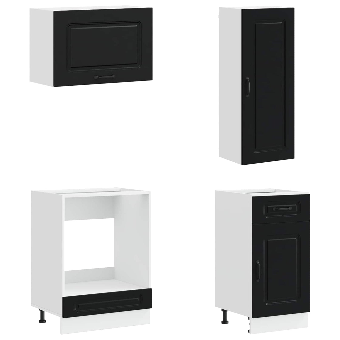 Kitchen Unit KALMAR 8 pcs Black Engineered Wood