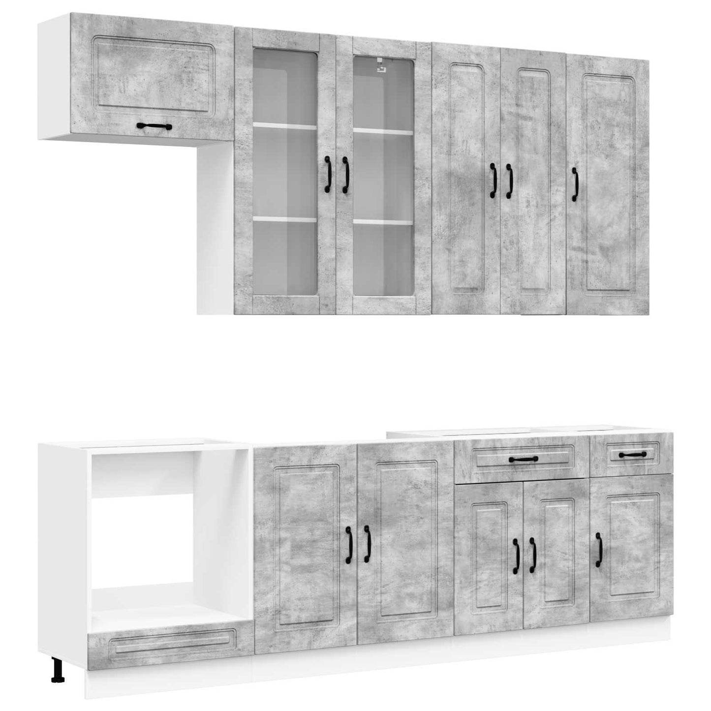 Kitchen Unit KALMAR 8 pcs Concrete Grey Engineered Wood