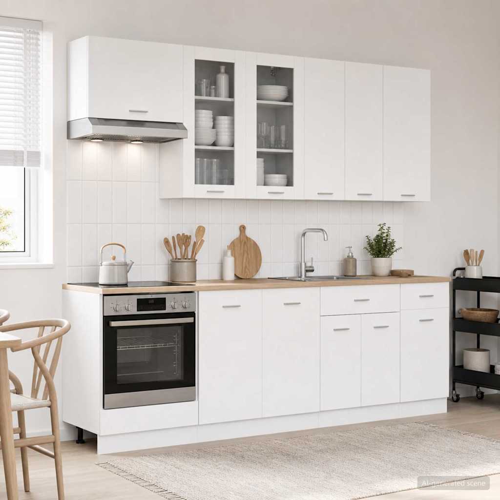Kitchen Unit LYON 8 pcs White Engineered Wood