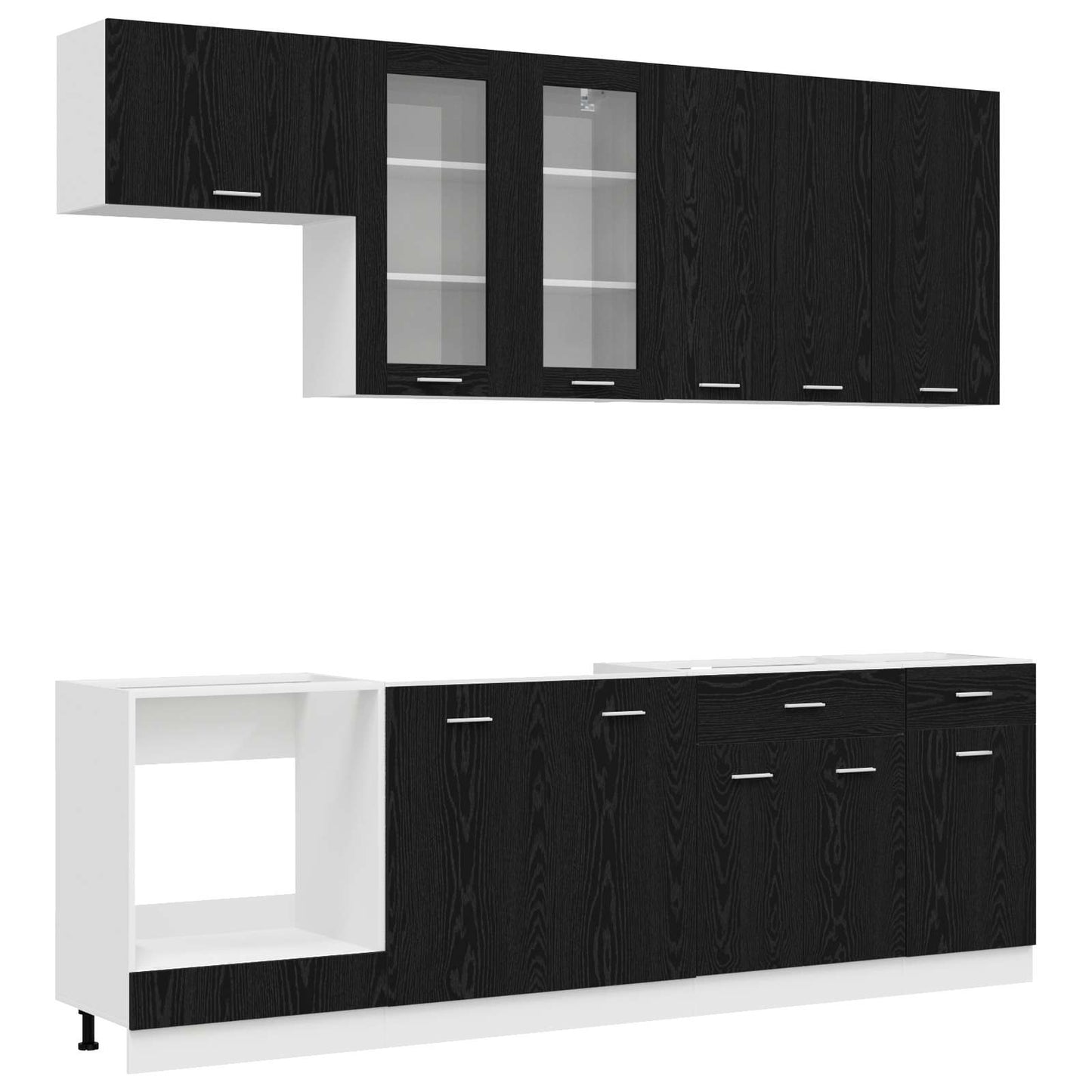 Kitchen Unit LYON 8 pcs Black Oak Engineered Wood