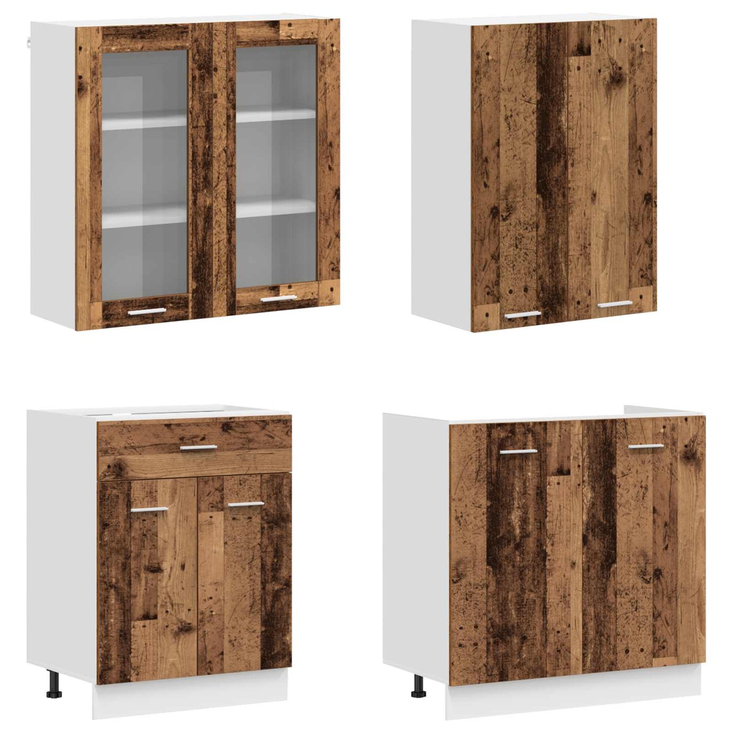 Kitchen Unit LYON 8 pcs Old Wood Engineered Wood
