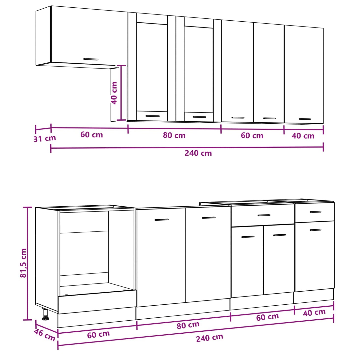 Kitchen Unit LYON 8 pcs Old Wood Engineered Wood