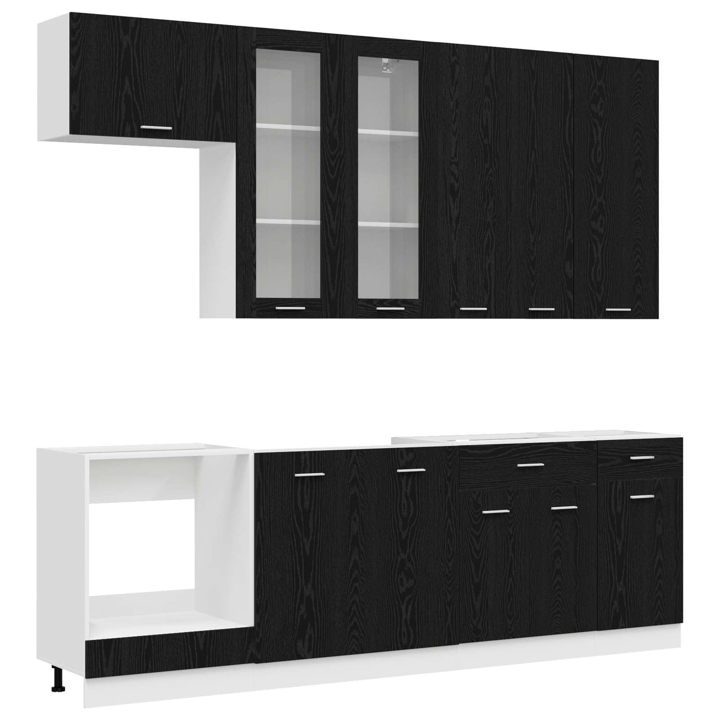 Kitchen Unit LYON 8 pcs Black Oak Engineered Wood