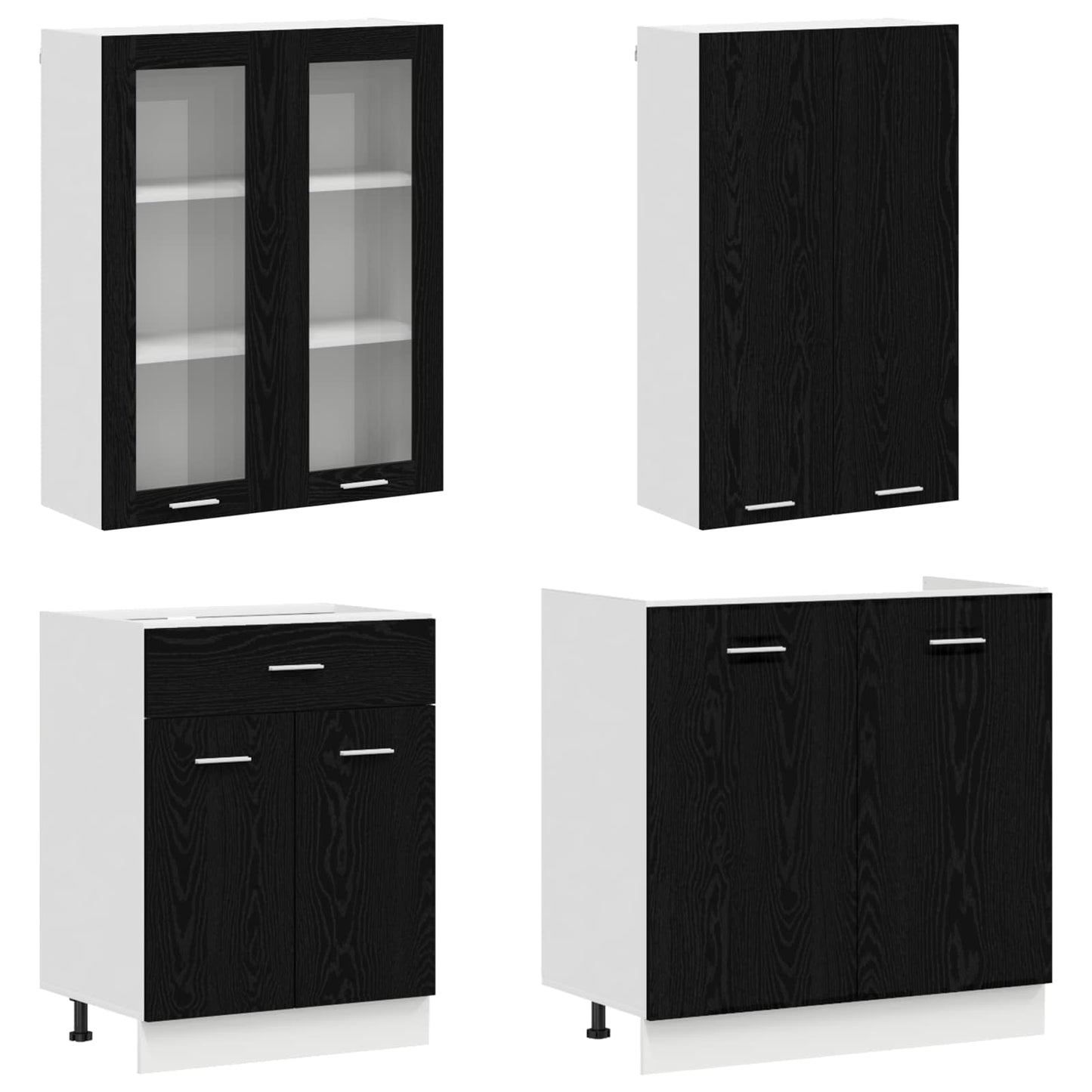 Kitchen Unit LYON 8 pcs Black Oak Engineered Wood