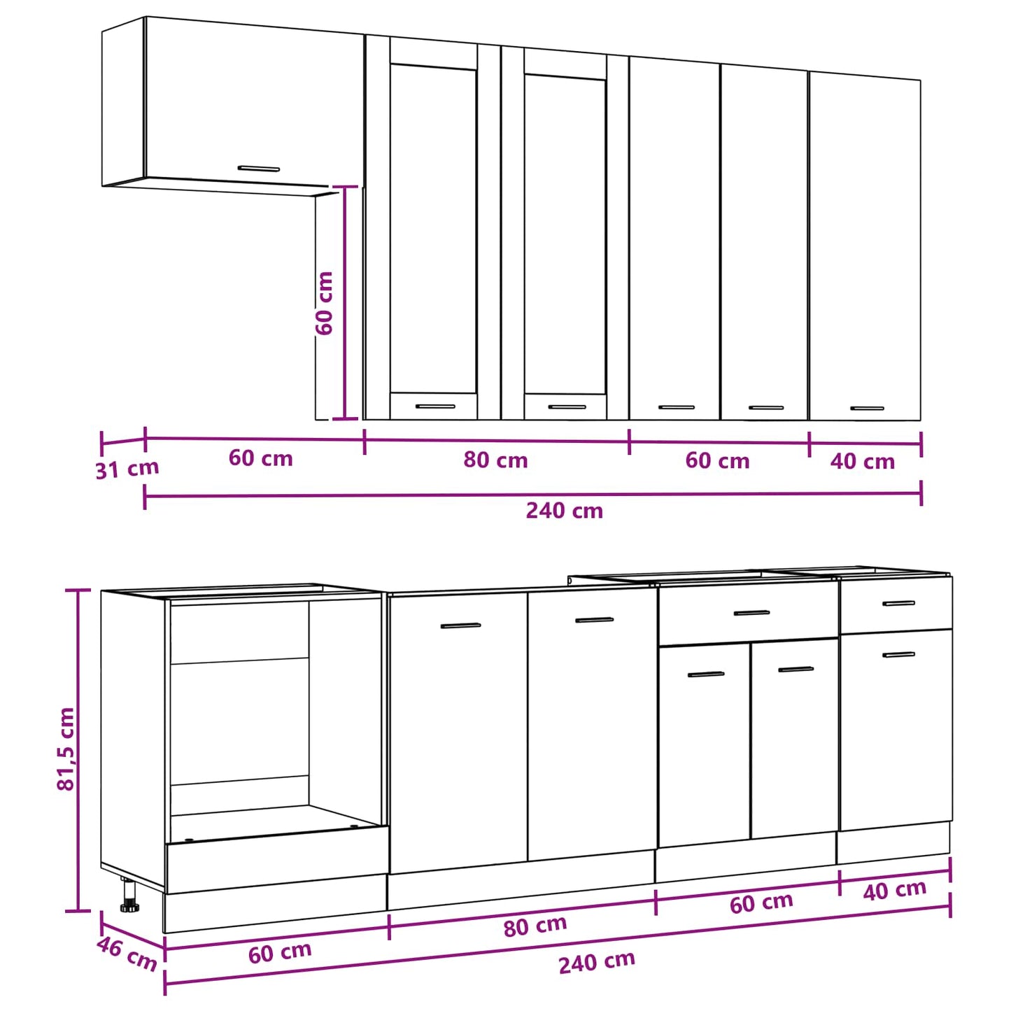 Kitchen Unit LYON 8 pcs Sonoma Oak Engineered Wood