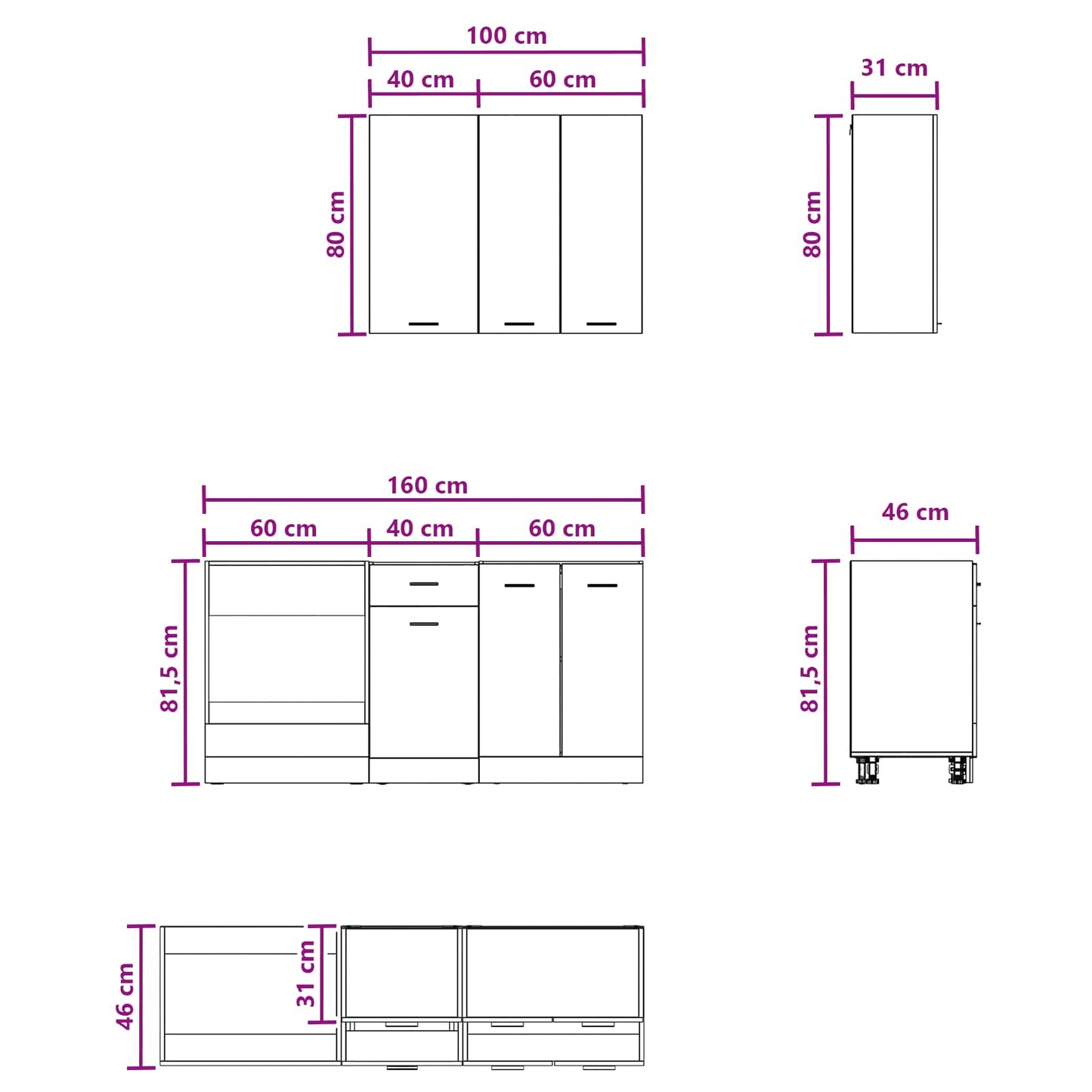 Kitchen Unit LYON 5 pcs White Engineered Wood