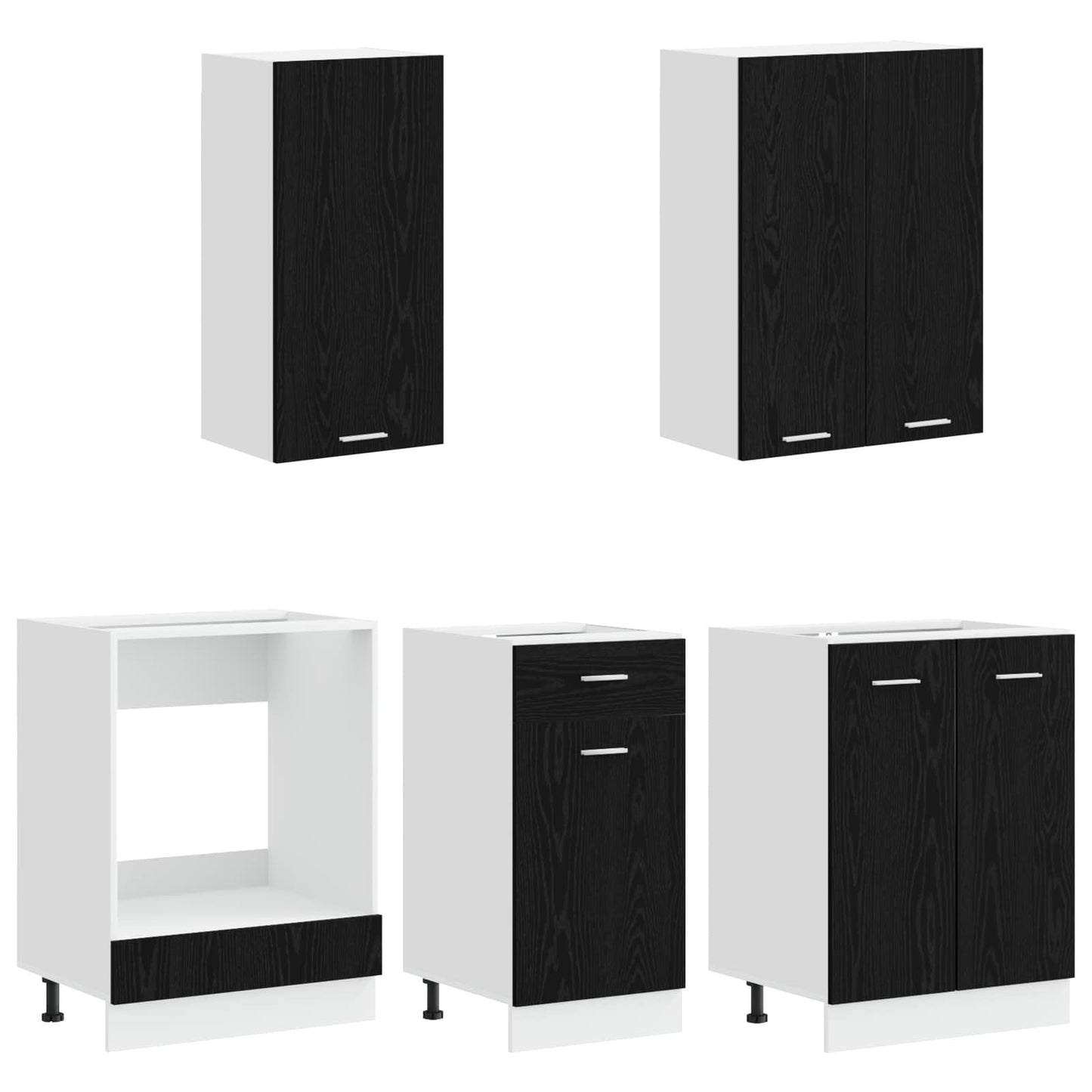 Kitchen Unit LYON 5 pcs Black Oak Engineered Wood