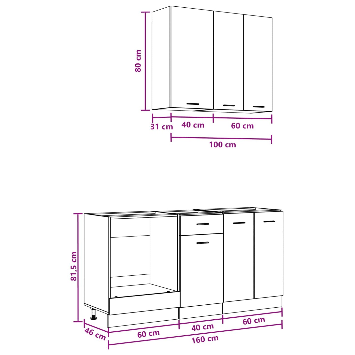 Kitchen Unit LYON 5 pcs Smoked Oak Engineered Wood