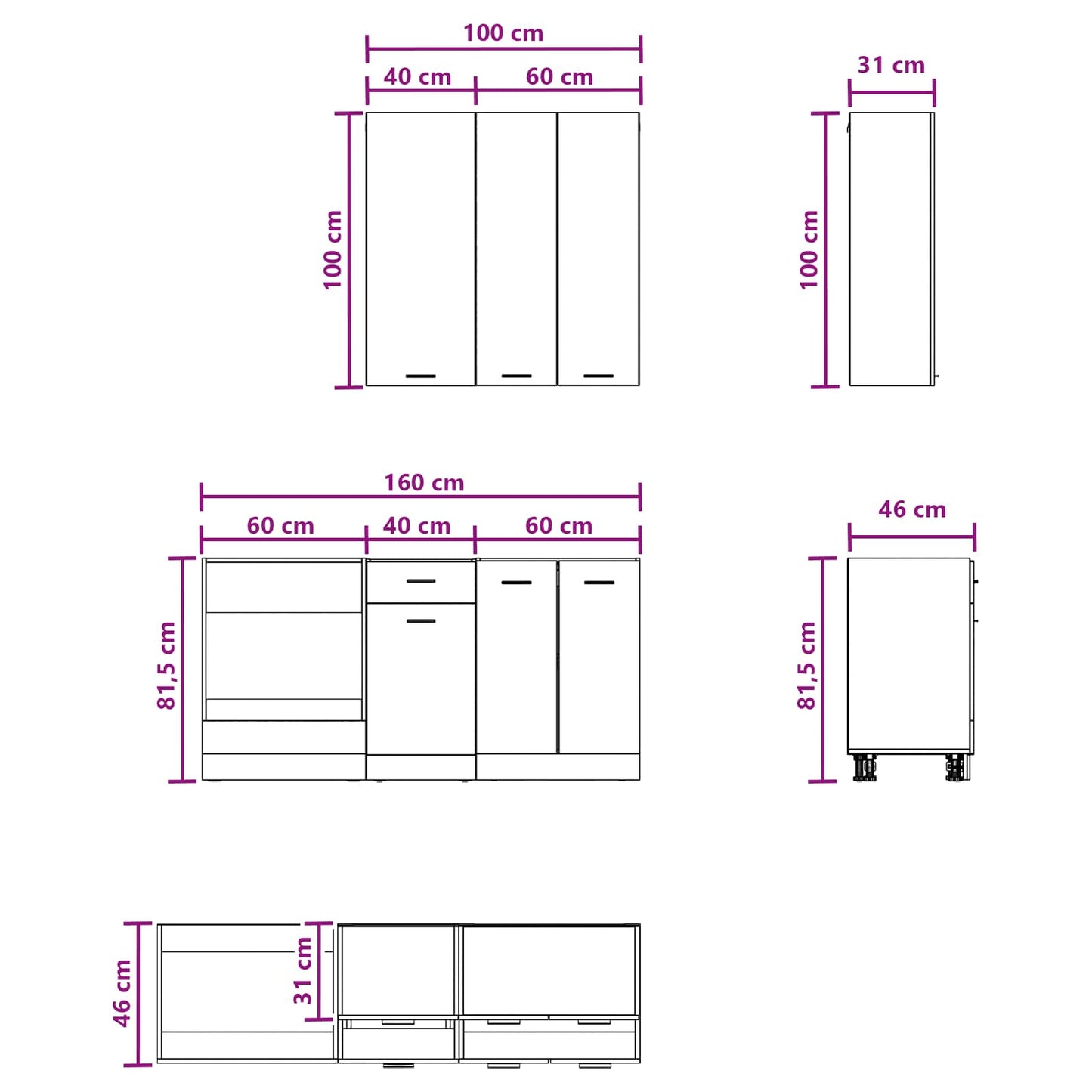 Kitchen Unit LYON 5 pcs Old Wood Engineered Wood