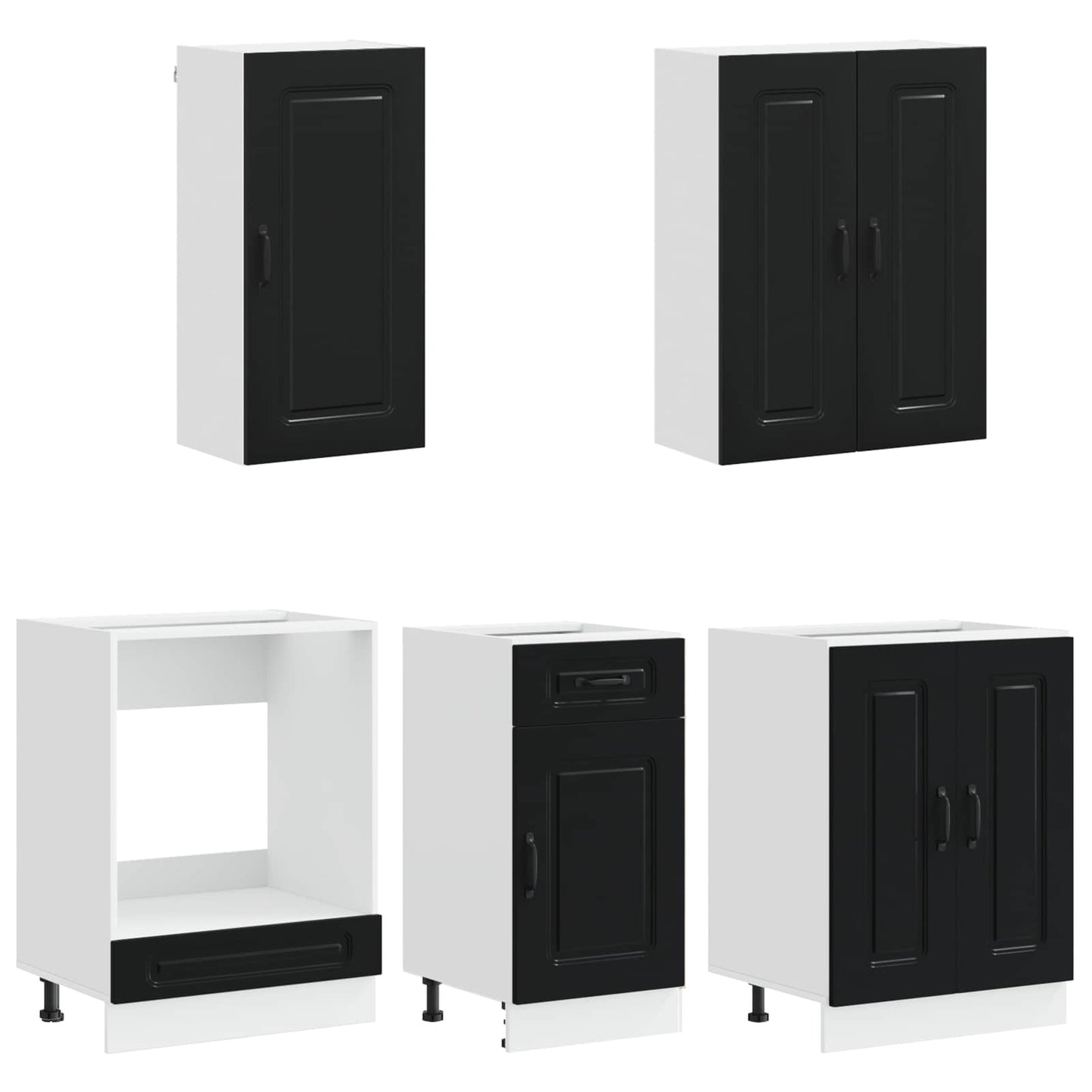Kitchen Unit KALMAR 5 pcs Black Engineered Wood