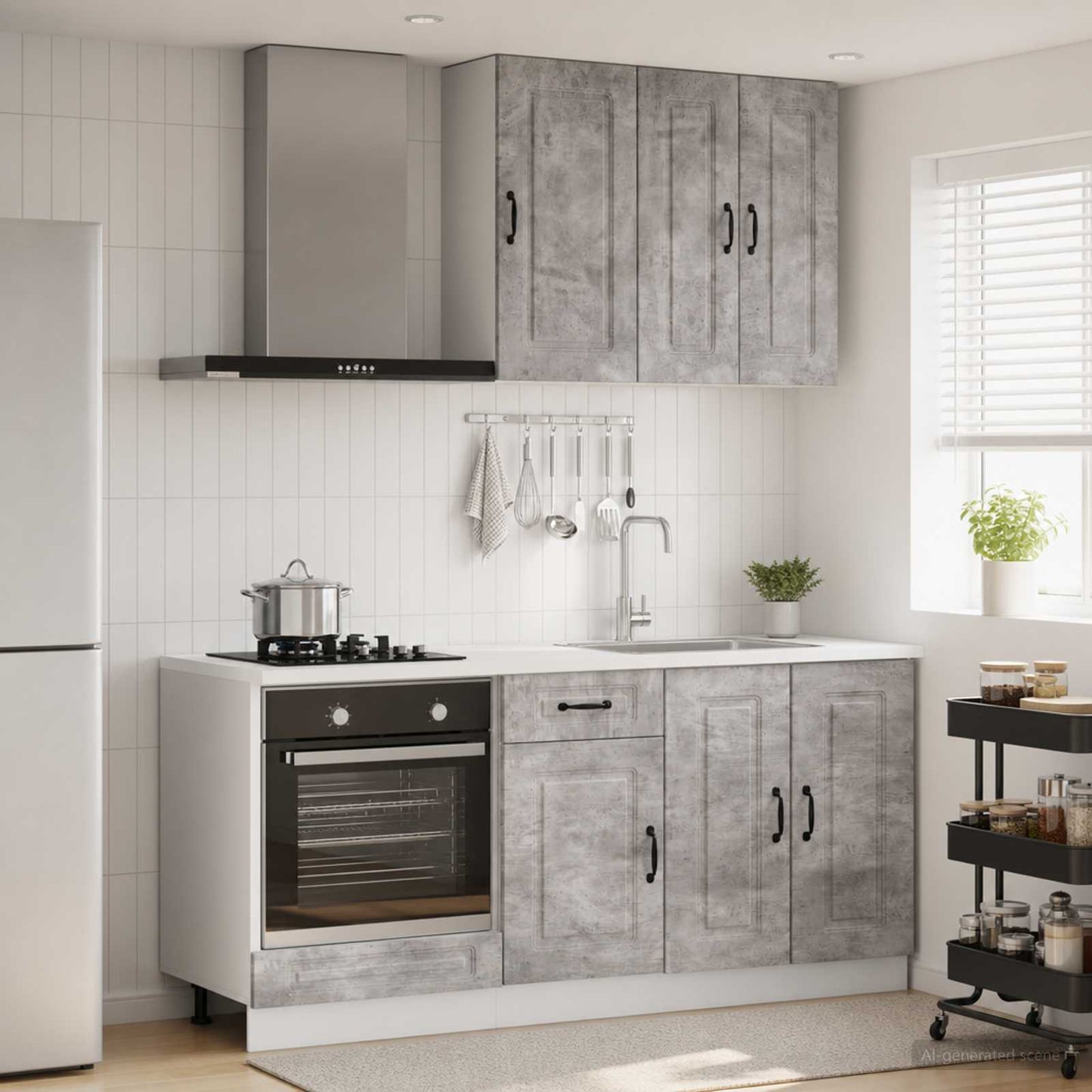 Kitchen Unit KALMAR 5 pcs Concrete Grey Engineered Wood