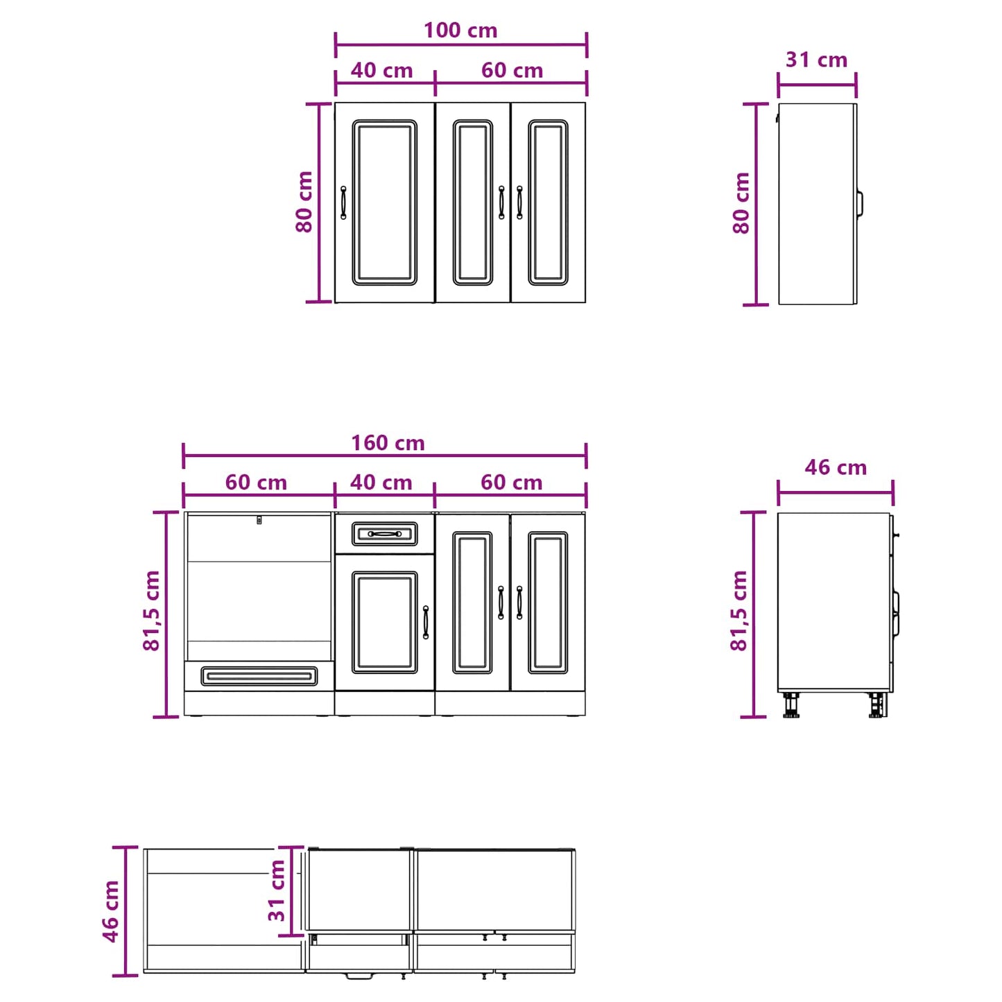 Kitchen Unit KALMAR 5 pcs Old Wood Engineered Wood