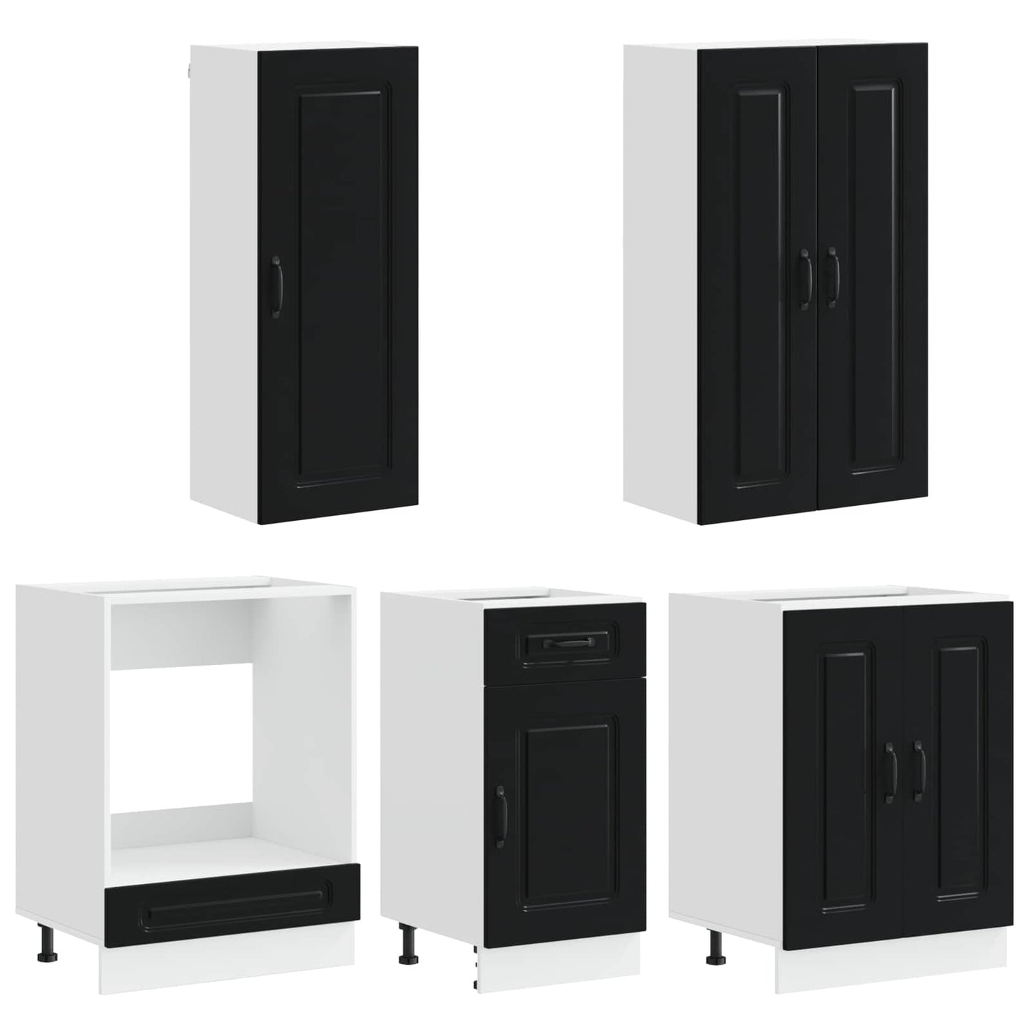 Kitchen Unit KALMAR 5 pcs Black Engineered Wood