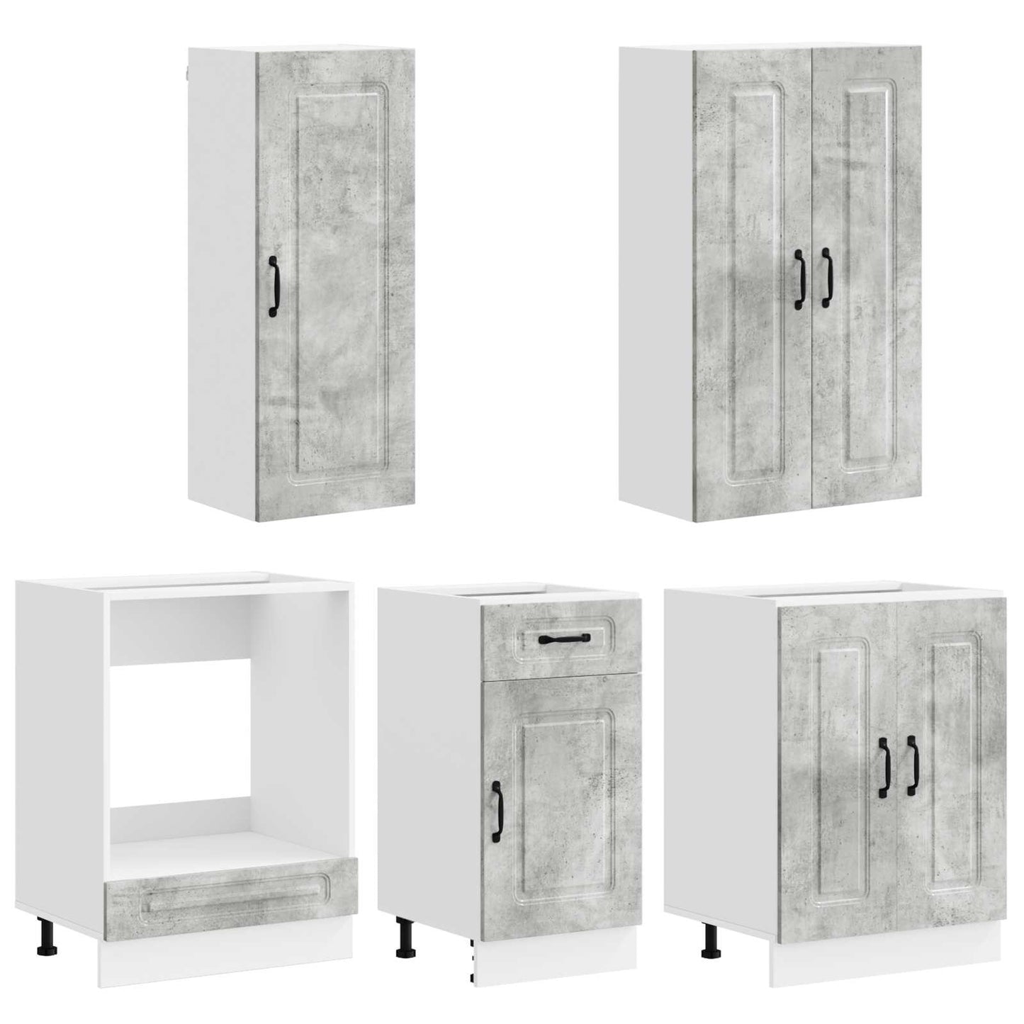 Kitchen Unit KALMAR 5 pcs Concrete Grey Engineered Wood