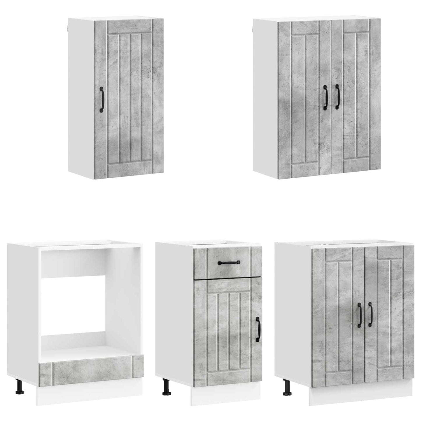 Kitchen Unit LUCCA 5 pcs Concrete Grey Engineered Wood