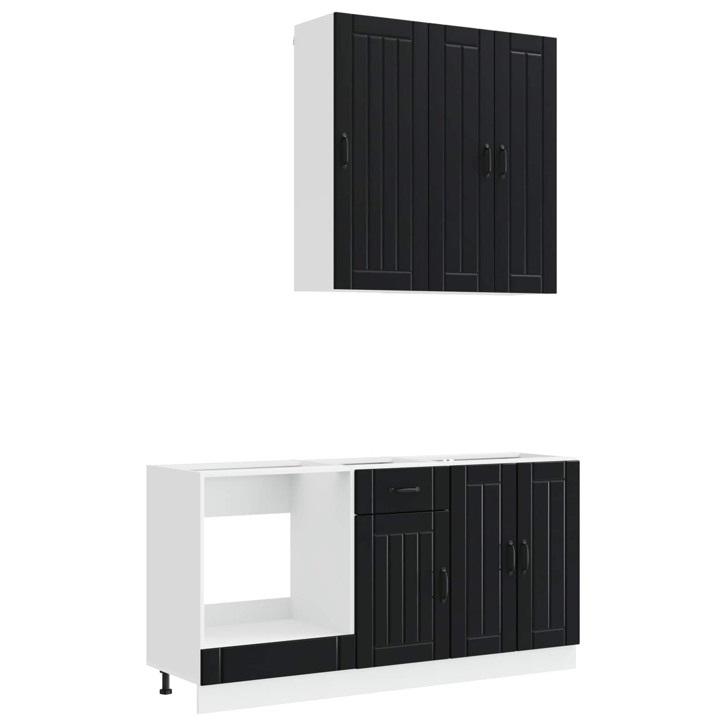 Kitchen Unit LUCCA 5 pcs Black Engineered Wood