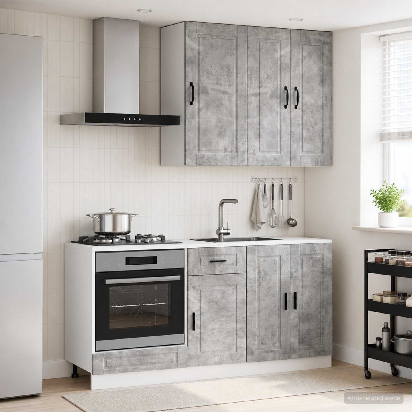 Kitchen Unit PORTO 5 pcs Concrete Grey Engineered Wood