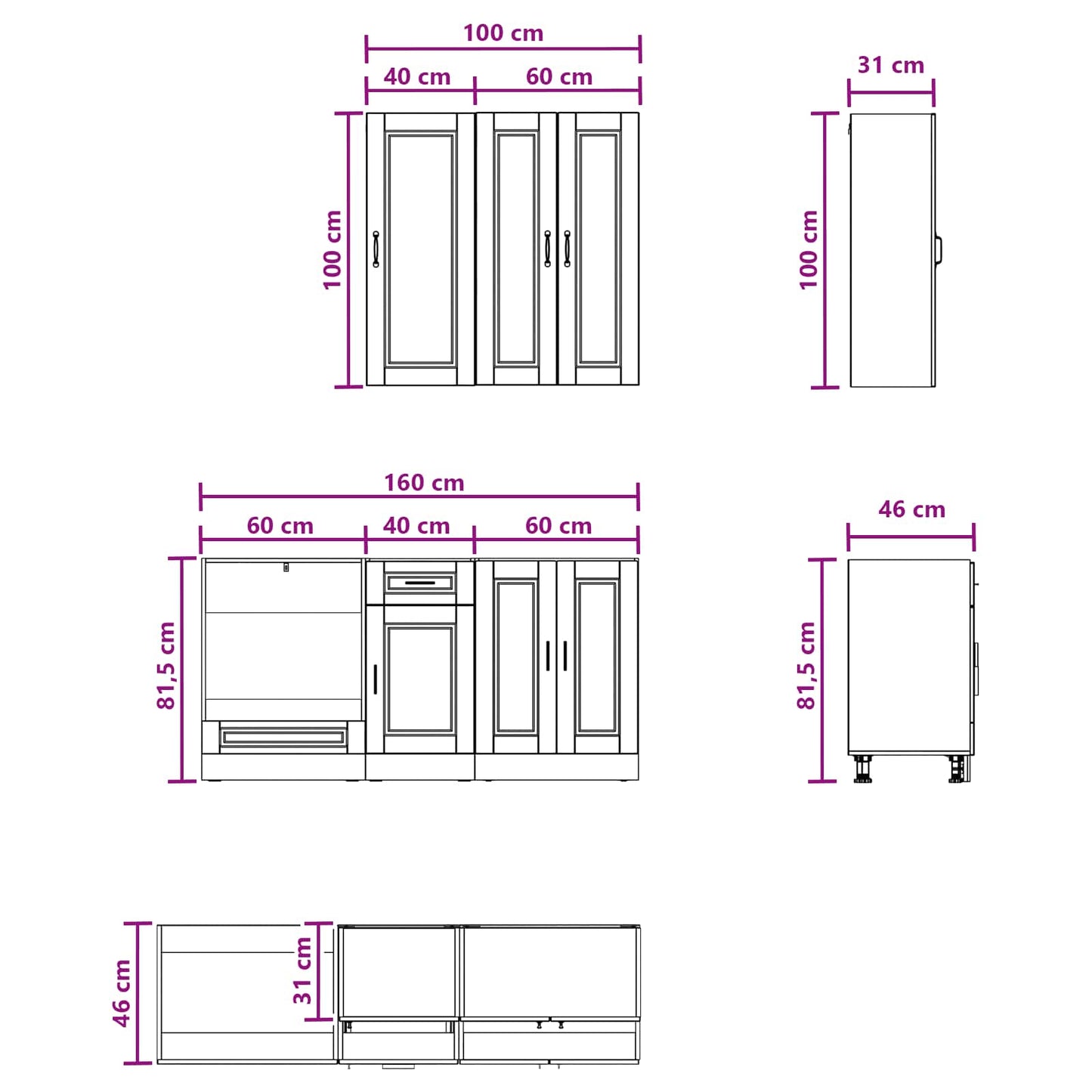 Kitchen Unit PORTO 5 pcs Sonoma Oak Engineered Wood