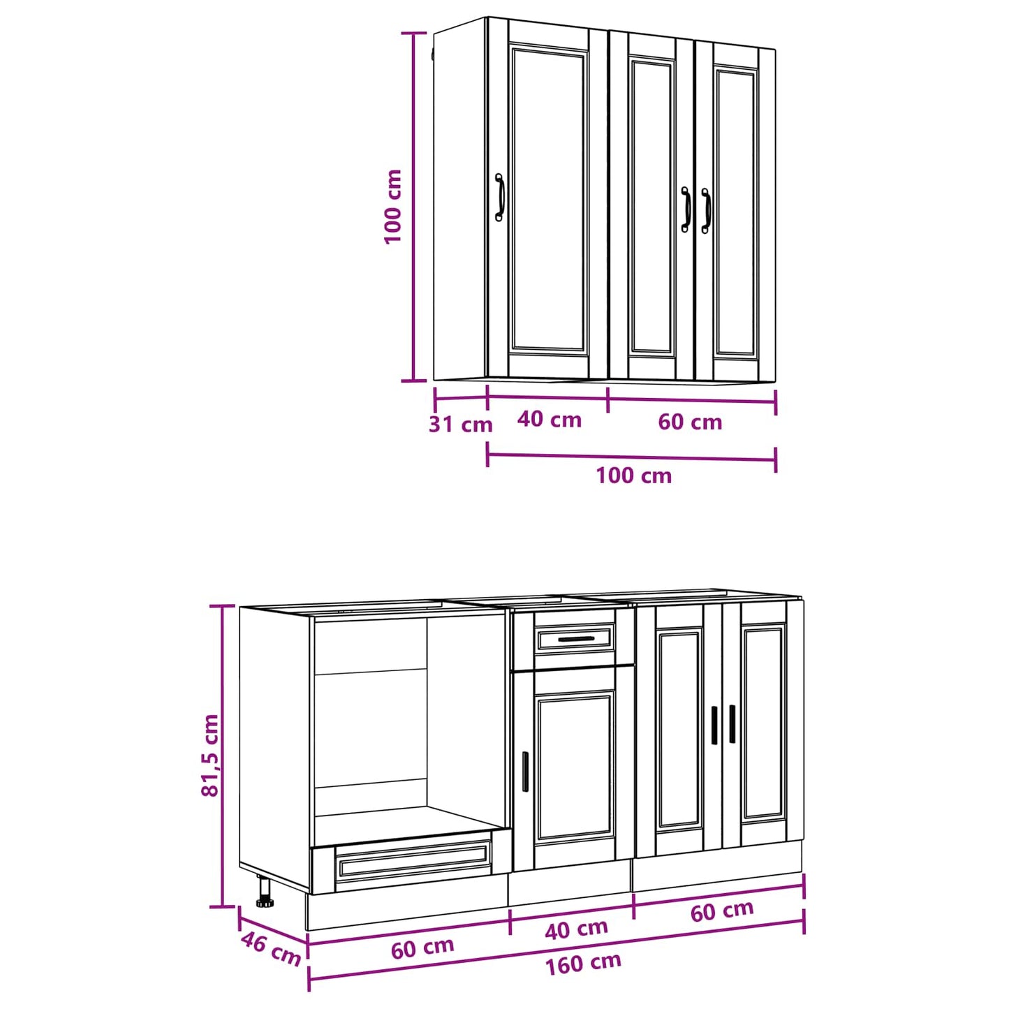 Kitchen Unit PORTO 5 pcs Concrete Grey Engineered Wood