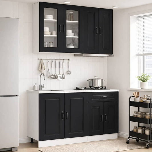 Kitchen Unit KALMAR 4 pcs Black Engineered Wood
