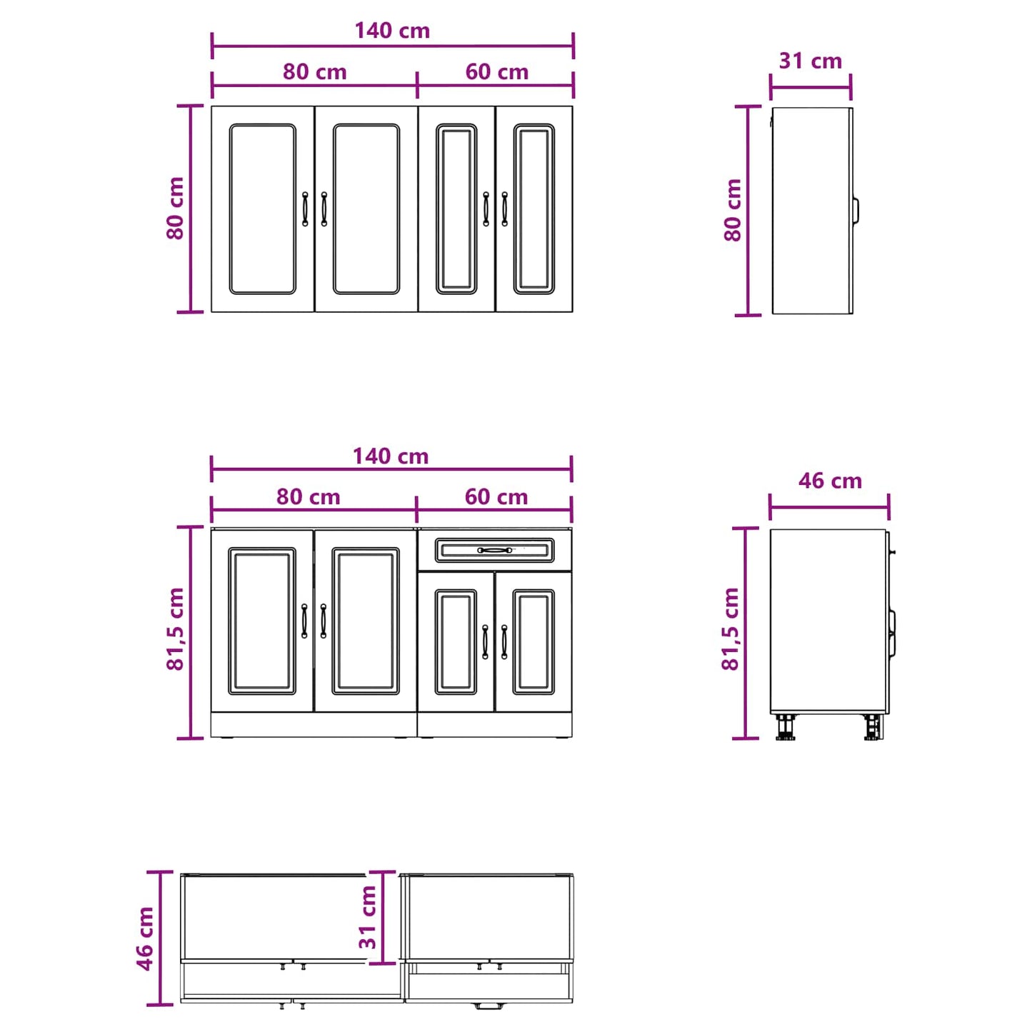 Kitchen Unit KALMAR 4 pcs Concrete Grey Engineered Wood