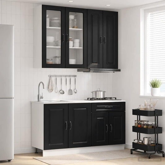 Kitchen Unit KALMAR 4 pcs Black Engineered Wood